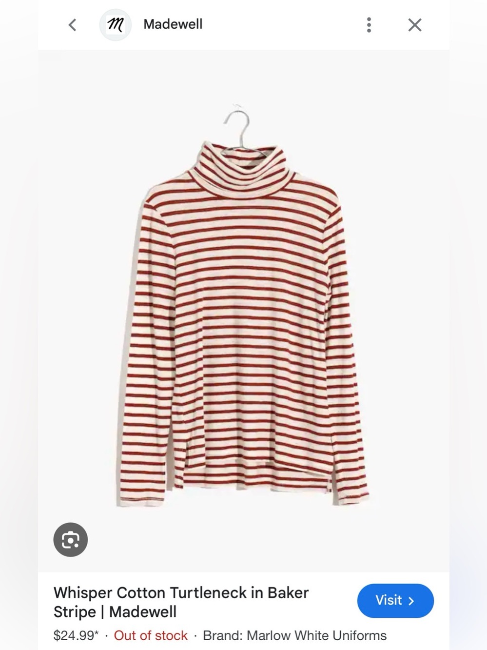 Whisper cotton stripe turtleneck